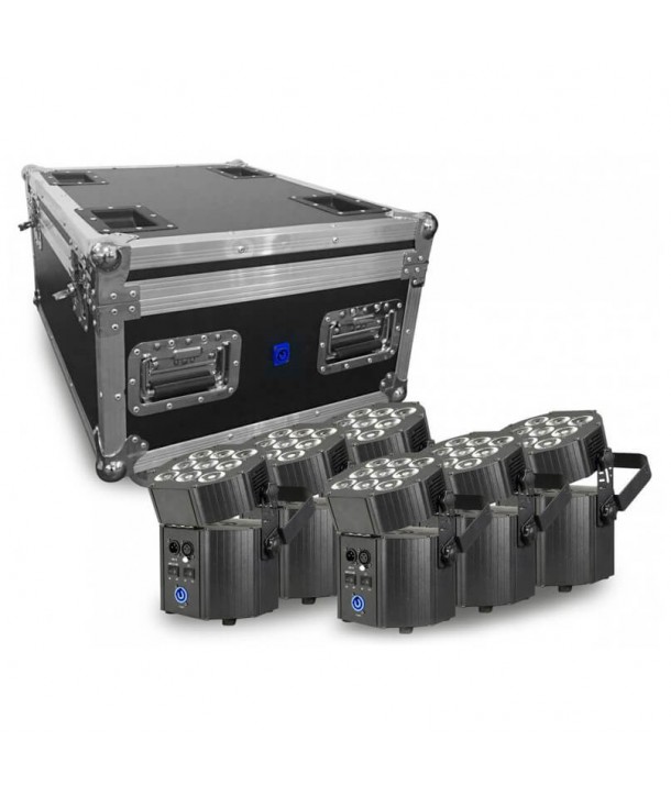 Set de iluminación Beamz BBP60 Conjunto Focos, 6pcs en Flightcase con cargador 150587