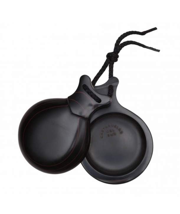 Castañuelas "Del Sur" Fibra Negra Veteada Roja Talla Nº 5