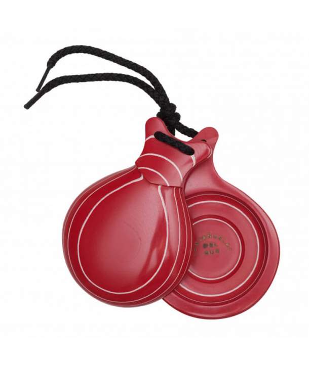 Castañuelas "Del Sur" Vidrio Rojo Veteado Blanco Doble Caja Talla Nº 5
